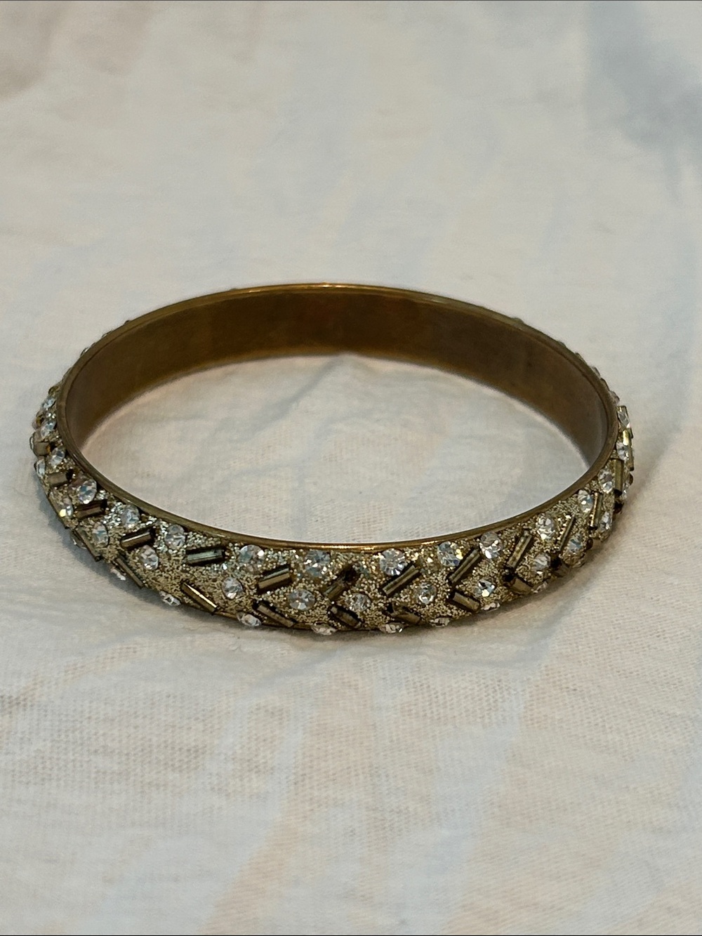 Gold-Tone Crystal Pave Bangle Bracelet - Elegant Womens Jewelry